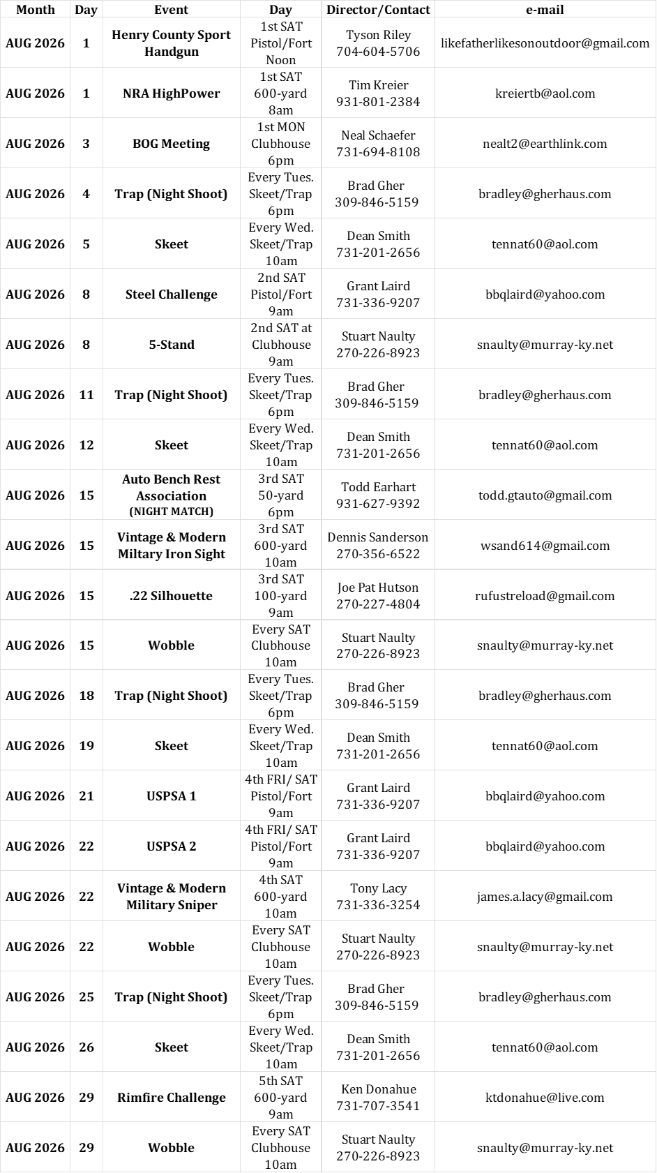 august calendar